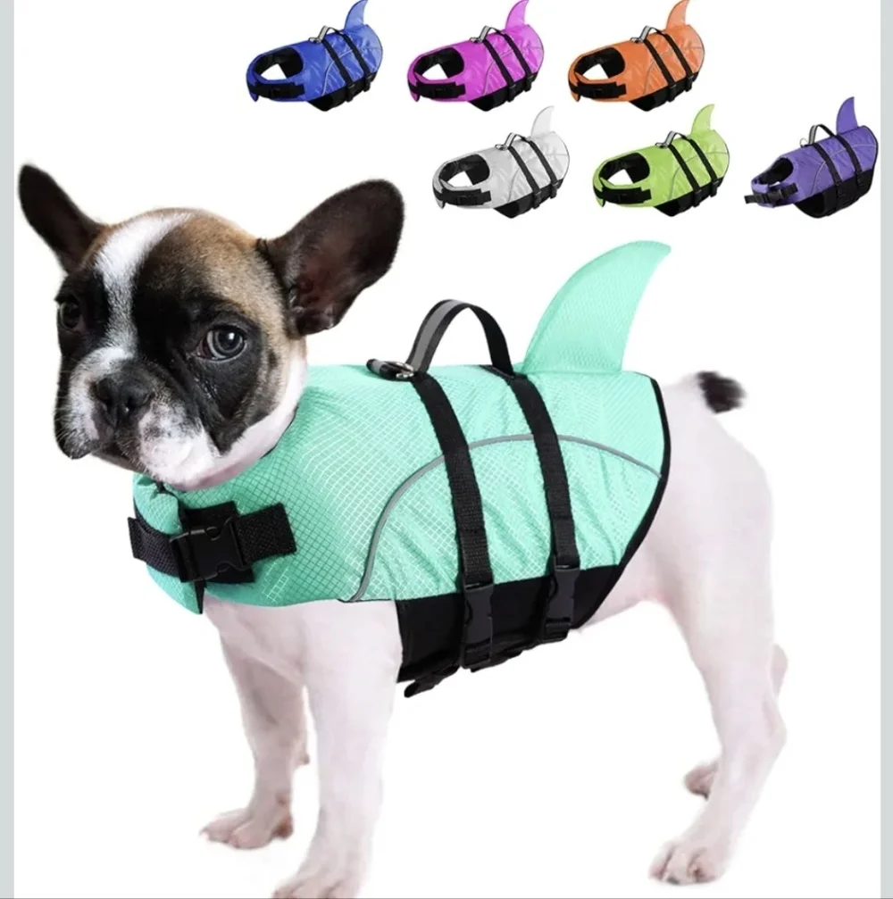 Shark Fin Dog Life Vest - Teal - Picture 1 of 6